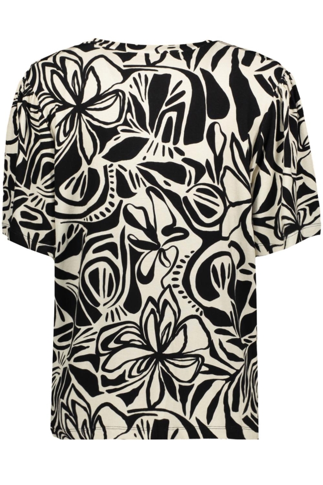 JAZZ T SHIRT MET V HALS EN PATROON 52445 60 000999 BLACK/OFF-WHITE